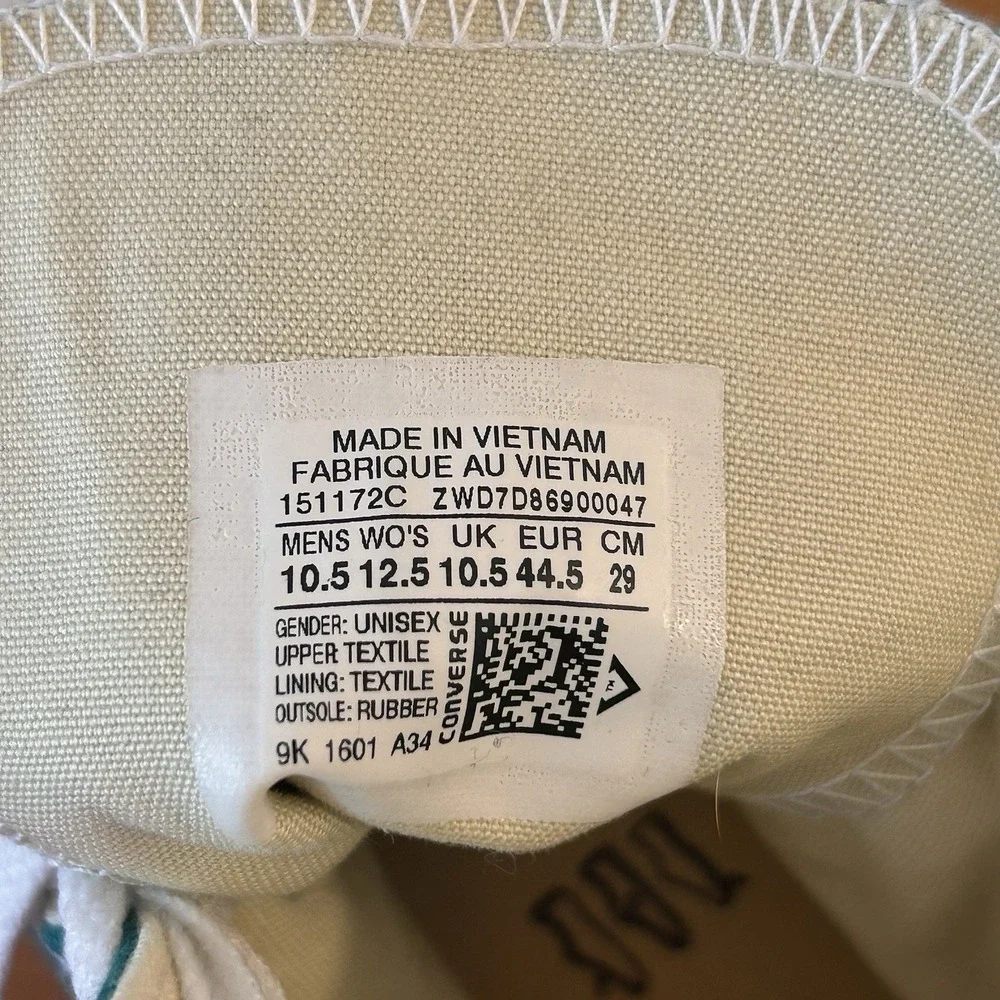 Converse Shoes Mens 10.5 Womens 12.5 CT All Star Hi Sneakers 151172C Teal Green - Picture 7 of 7